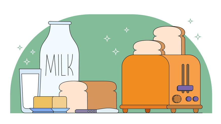 871x490 Milk Toast And Butter Vector