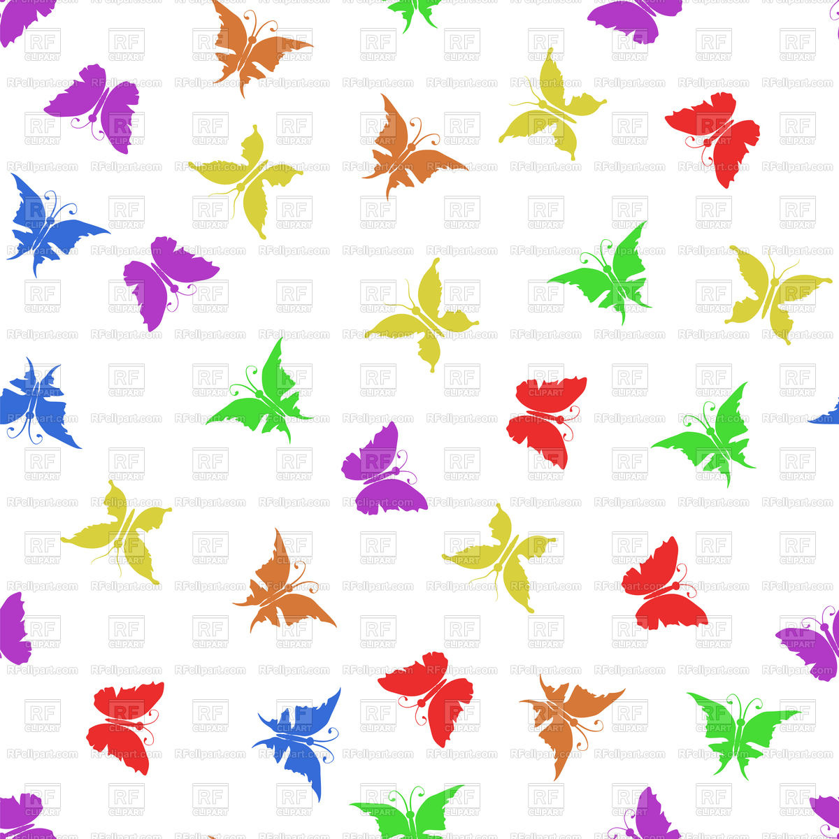 1200x1200 Colorful Butterfly Silhouette Seamless Pattern Isolated On White