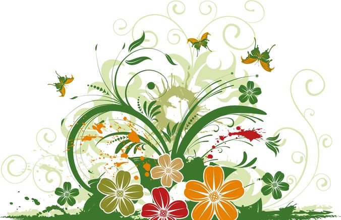 676x436 Free Abstract Floral With Butterfly Background Files, Vectors