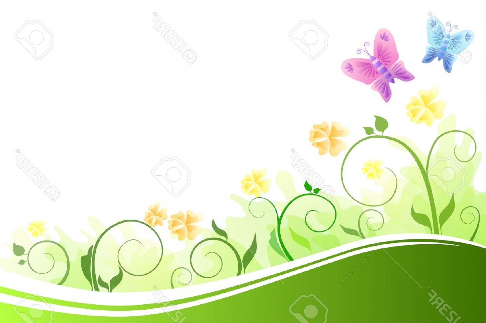 1560x1039 Photostock Vector Background Abstract Flowers Green And Yellow