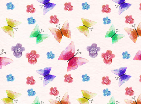 452x336 Watercolor Painted Flower And Butterfly Seamless Background Vector