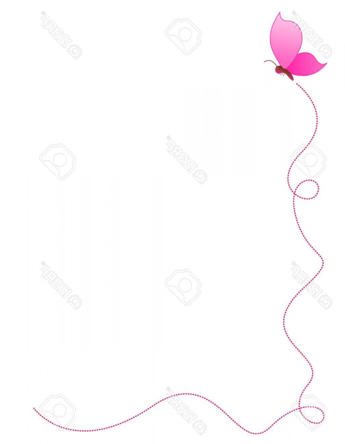 1213x1560 Photostock Vector Butterfly Side Border Frame With A Cute Pink
