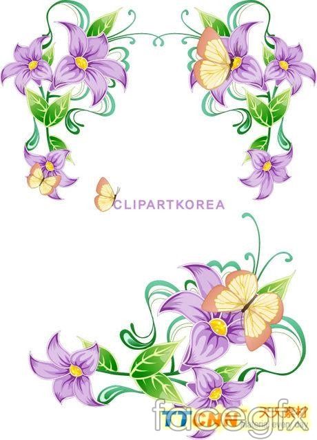 460x638 Purple Butterfly Border The Purple Butterfly Flower Frame Vector