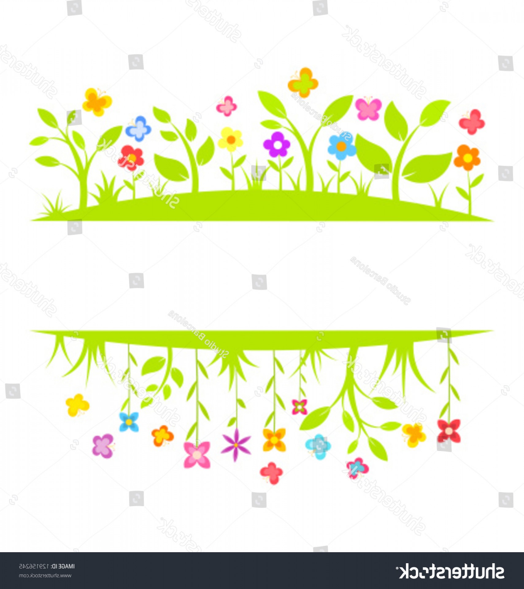1708x1920 Spring Flowers Butterflies Border Vector Illustration Handandbeak