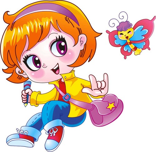 500x486 Cartoon Little Girl And Butterfly Vector Free Download