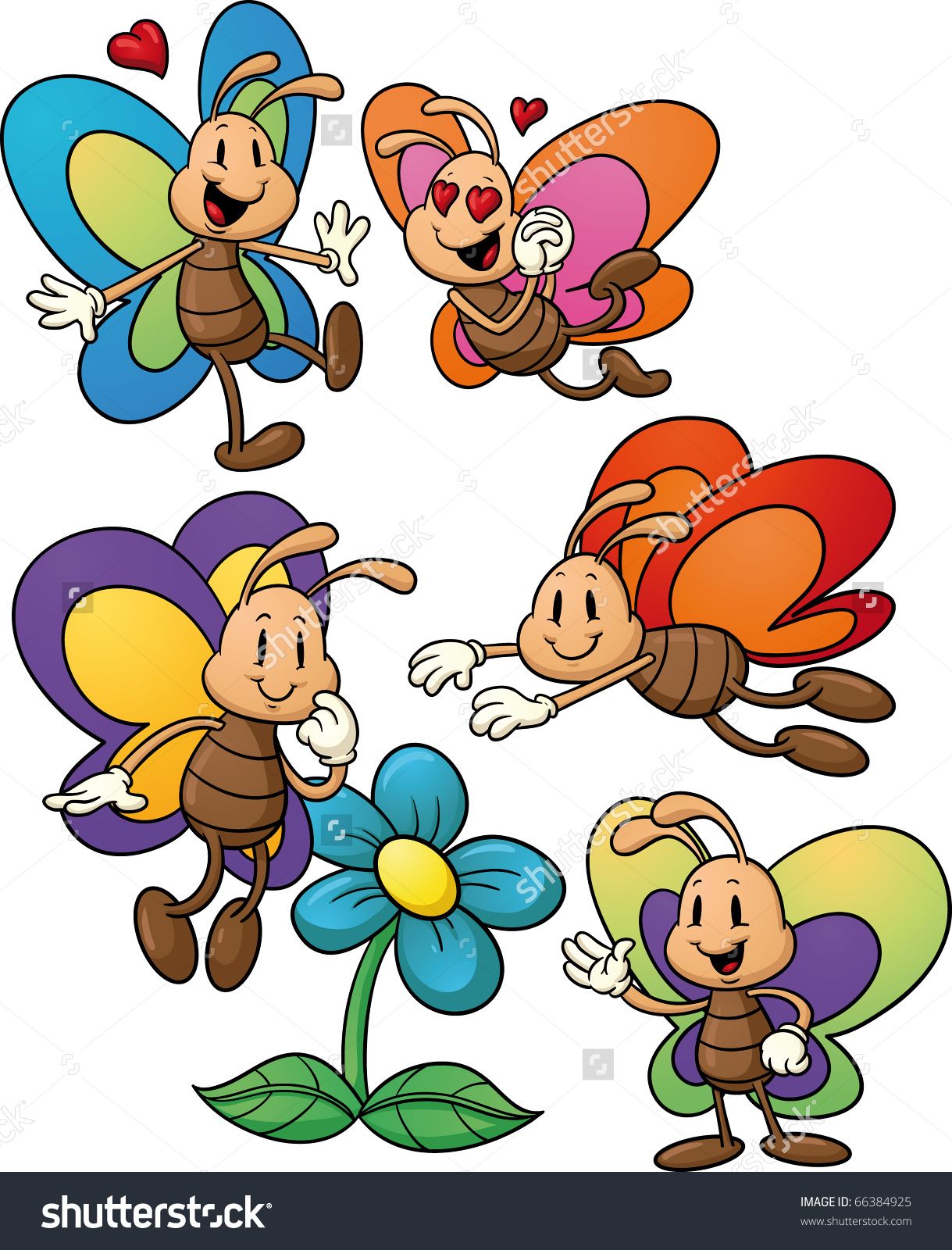 1219x1600 Cute Cartoon Butterflies Vector Illustration With Simple