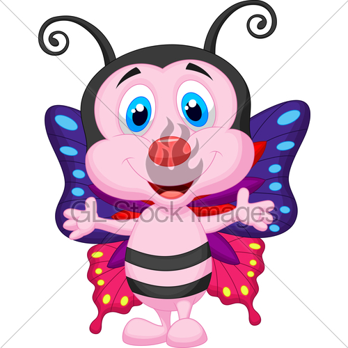 500x500 Happy Butterfly Cartoon Gl Stock Images