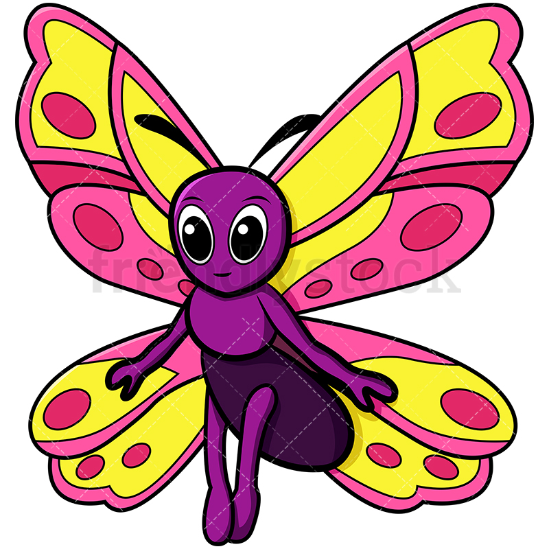 800x800 Shocked Butterfly Cartoon Vector Clipart