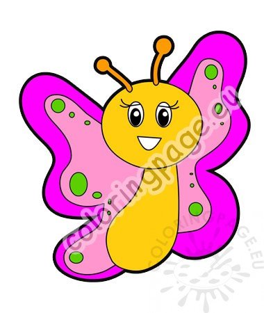 380x450 Beautiful Pink Butterfly Cartoon Vector Coloring Page