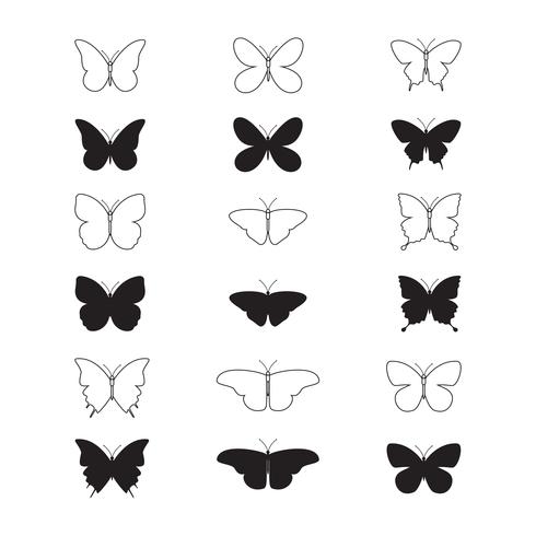 490x490 Vector Illustration Of Butterfly Icon Set On White Background