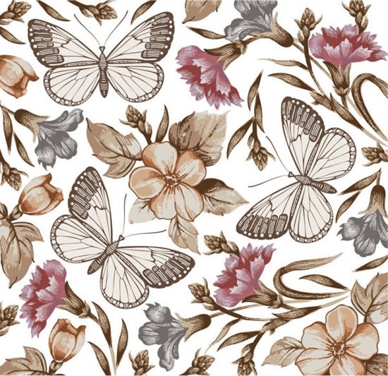550x533 Butterfly Flower Pattern Vector Free Vector In Encapsulated
