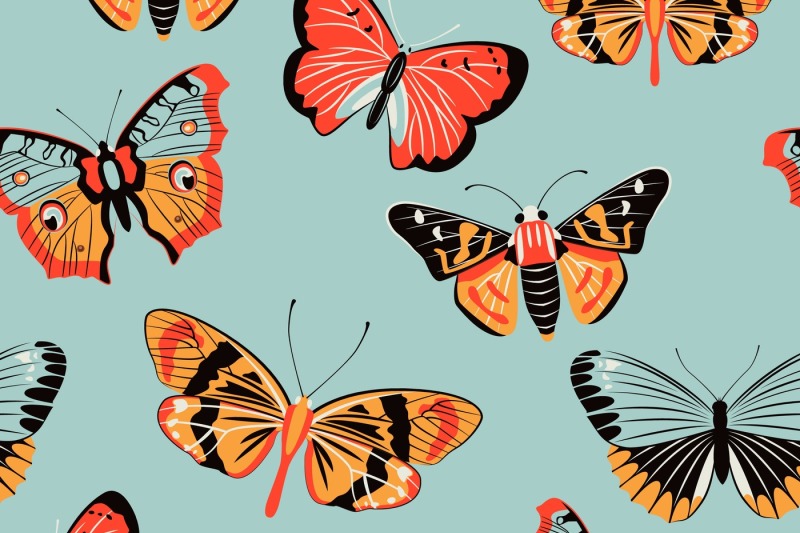 800x533 Butterfly Seamless Pattern Vector Illustration