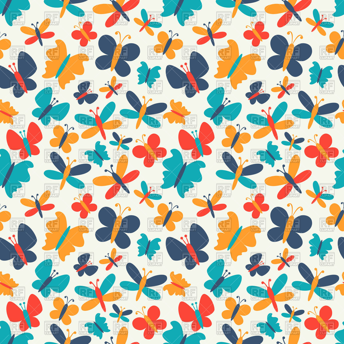 1200x1200 Seamless Pattern With Colorful Small Butterflies Vector Image