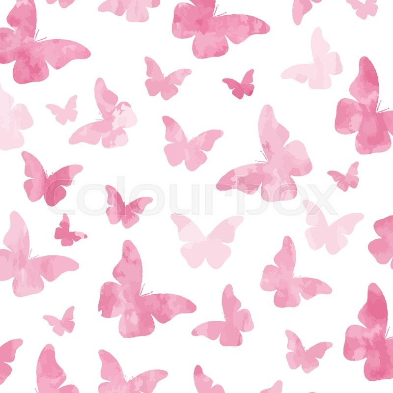 800x800 Seamless Watercolor Pink Butterflies Stock Vector Colourbox