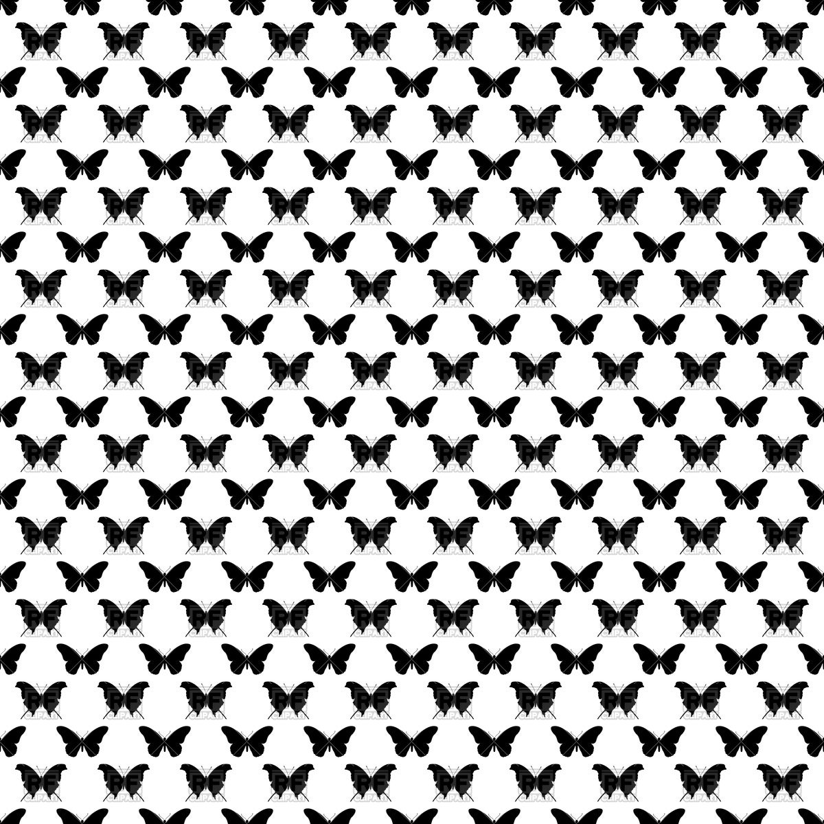 1200x1200 Black And White Seamless Butterfly Pattern Vector Image