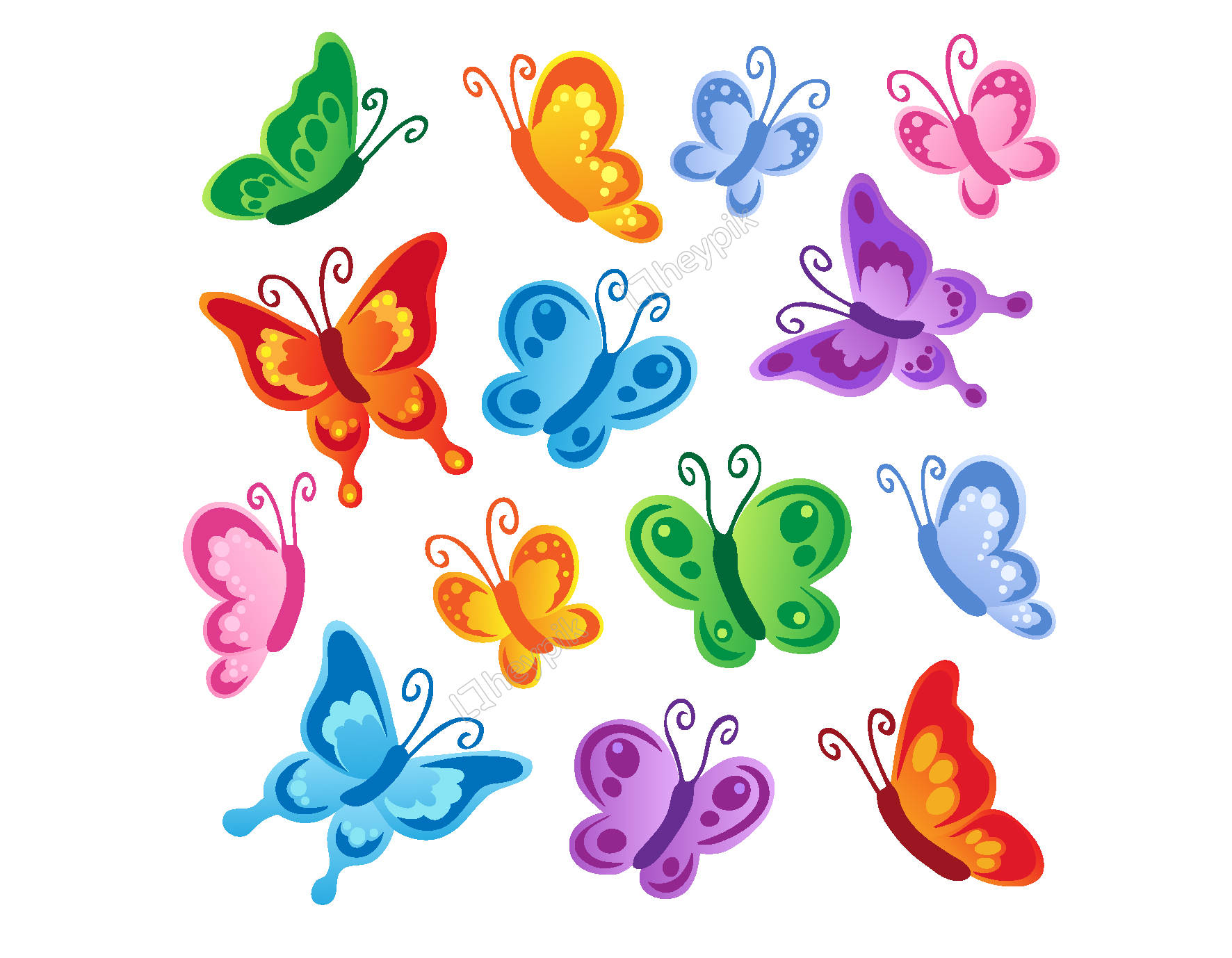 1772x1378 Colorful Butterfly Png Vector Transpar