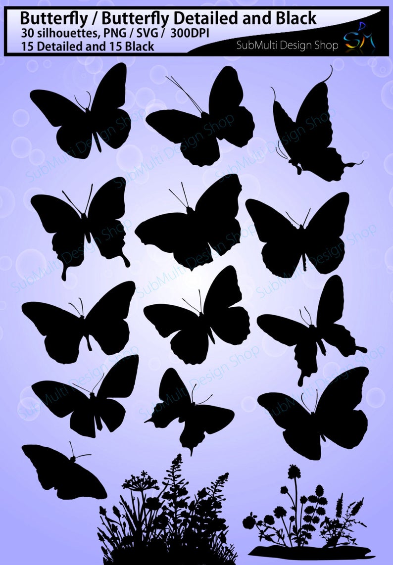 Butterfly Silhouette Insects High Quality Etsy 794x1142 Butterfly Silhouette Insects High Quality Etsy