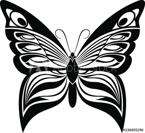 500x460 Butterfly Vector Art Stencil For Tattoo Or T Shirt Print