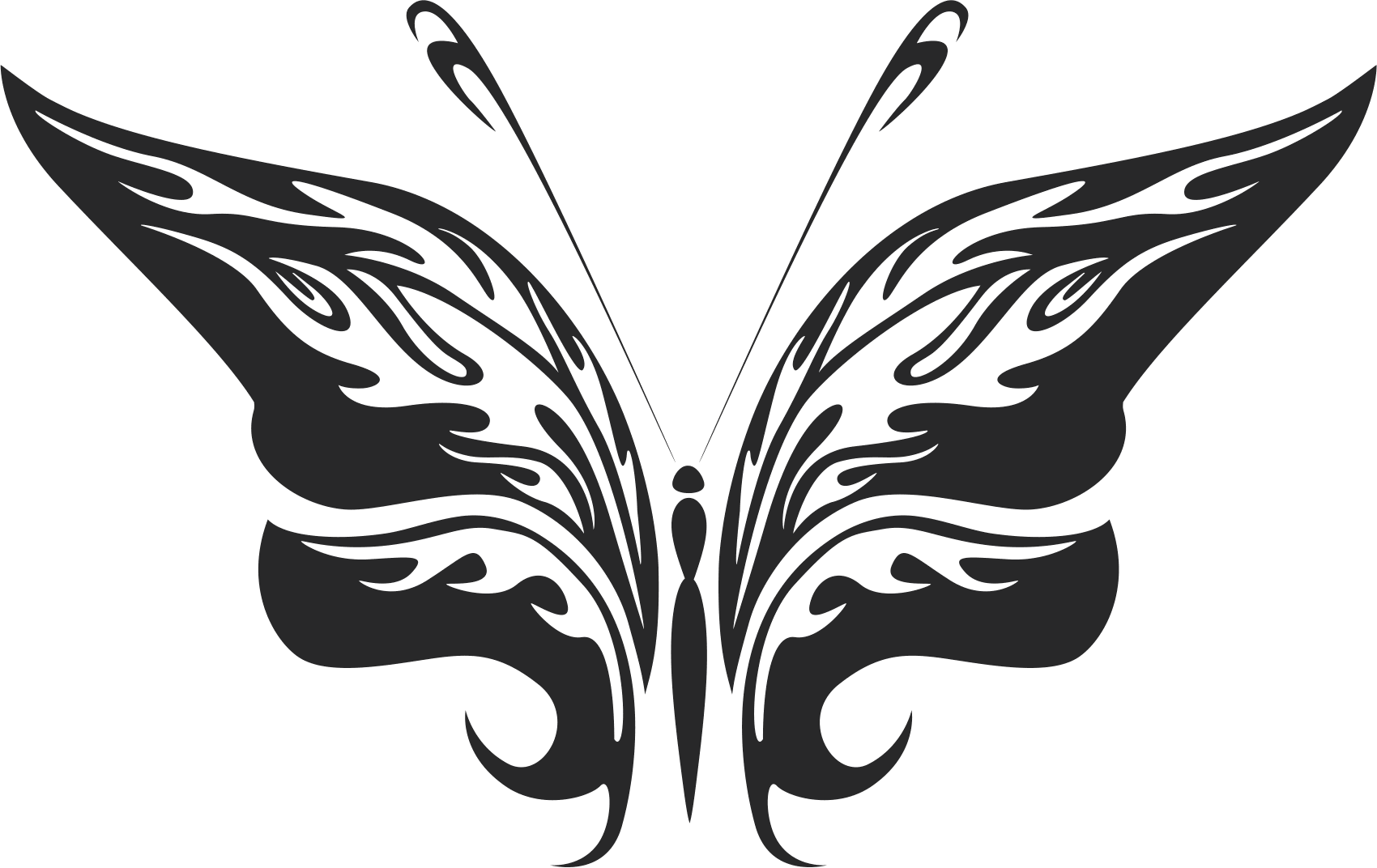 1700x1072 Tribal Butterfly Vector Art Dxf Free Download