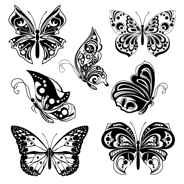 600x600 Black Decor Butterflies Vector Free Download