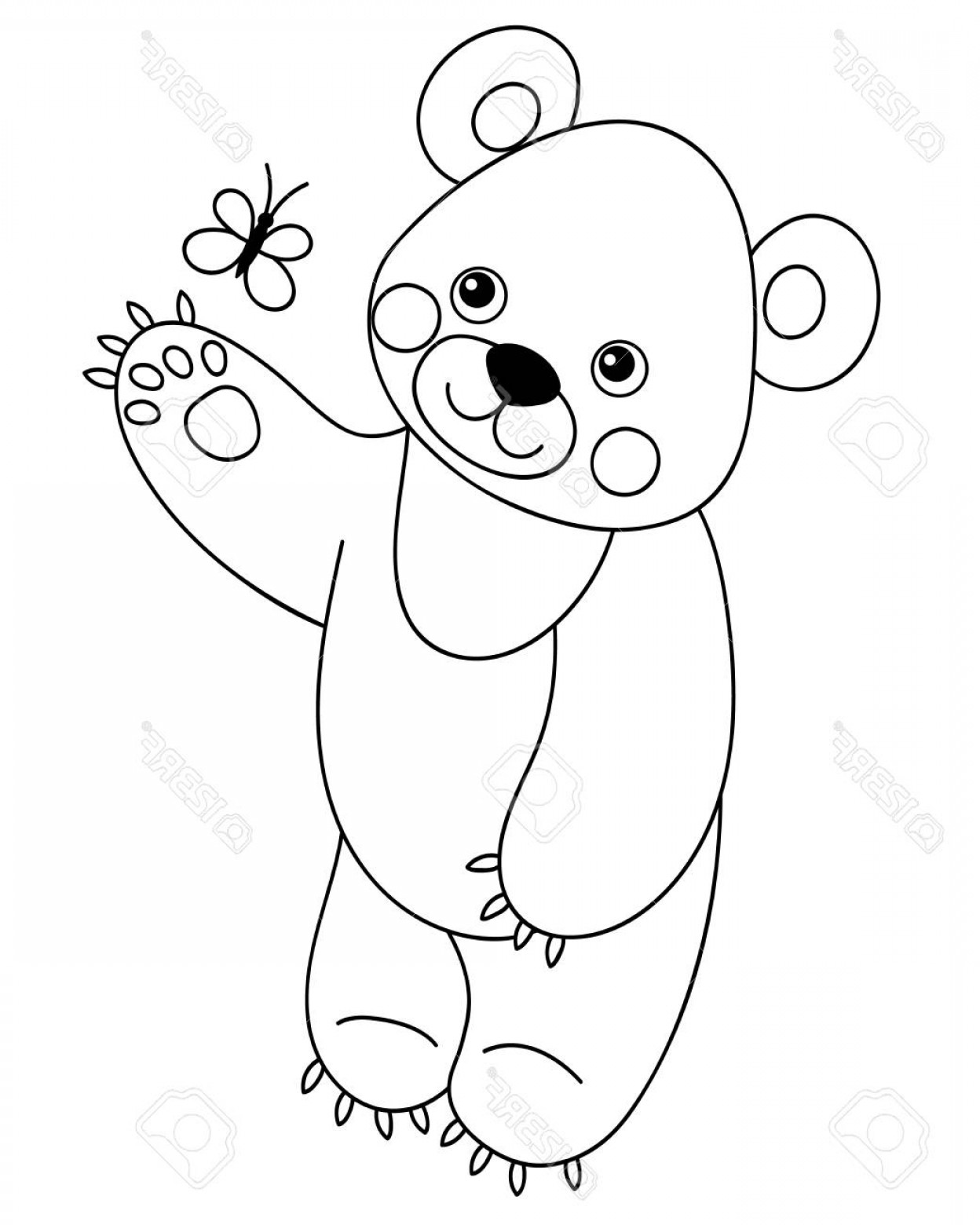 1248x1560 Photostock Vector Vector Black And White Cute Cartoon Bear