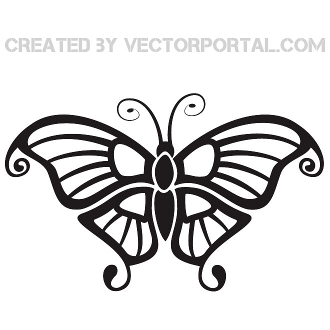 660x660 Black Butterfly Vector Clip Art