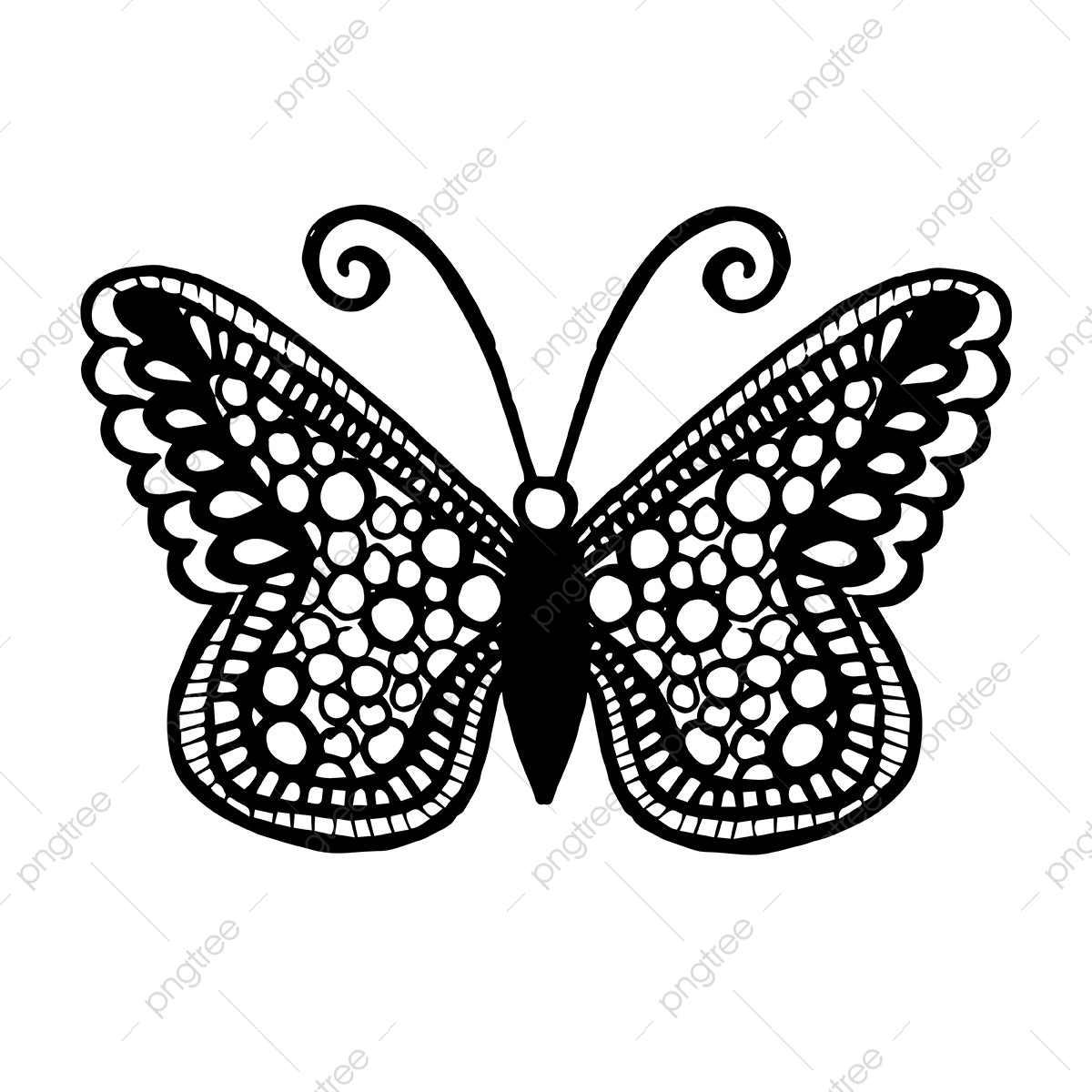 1200x1200 Beautiful Hand Drawn Black And White Butterfly, Butterfly Vector
