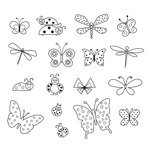 Black Outline Butterfly And Ladybug Digital Stamps 490x490 Black Outline Butterfly And Ladybug Digital Stamps