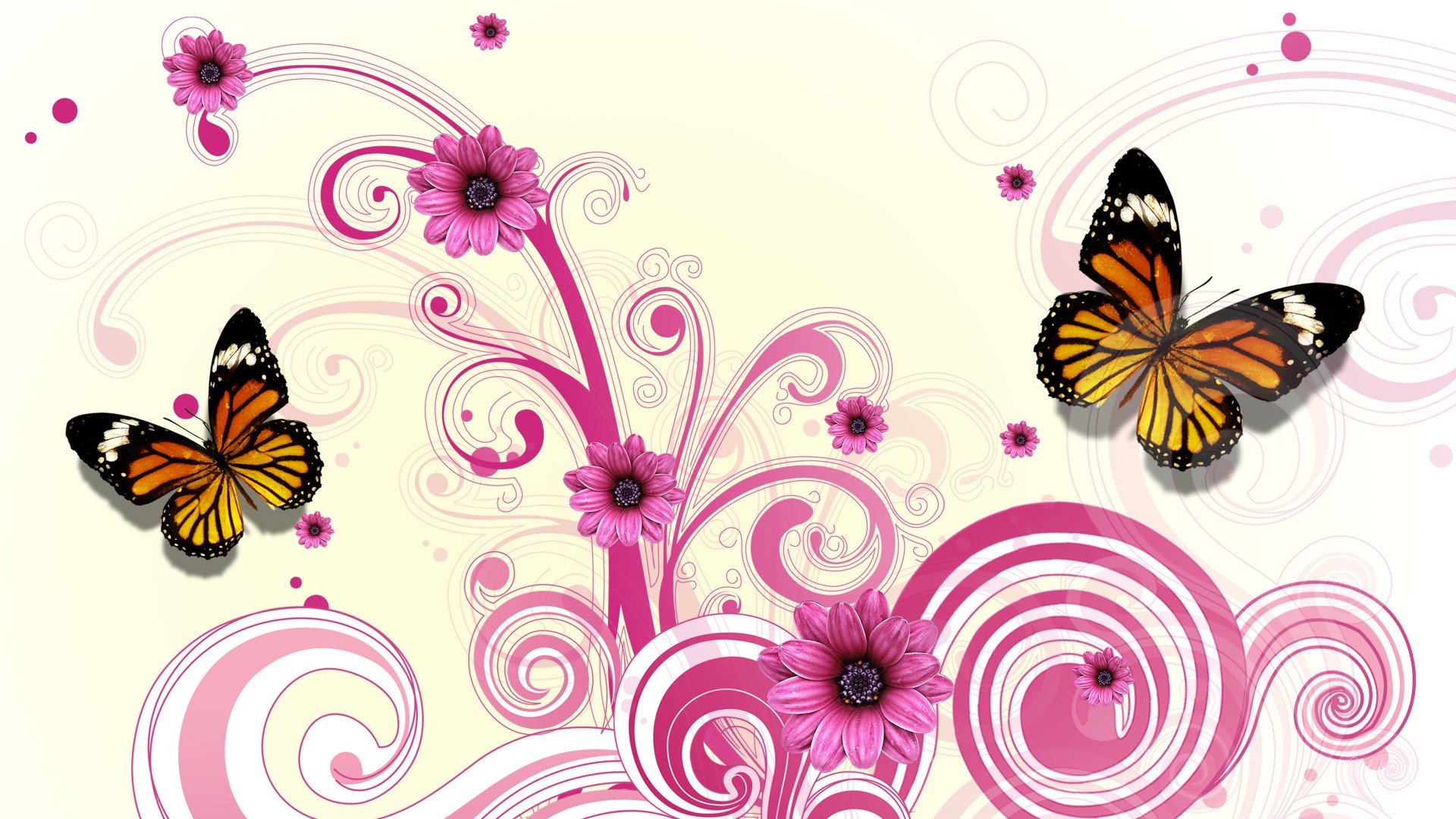 Pink Vector Butterfly Artwork Wallpaper 1920x1080 Pink Vector Butterfly Artwork Wallpaper