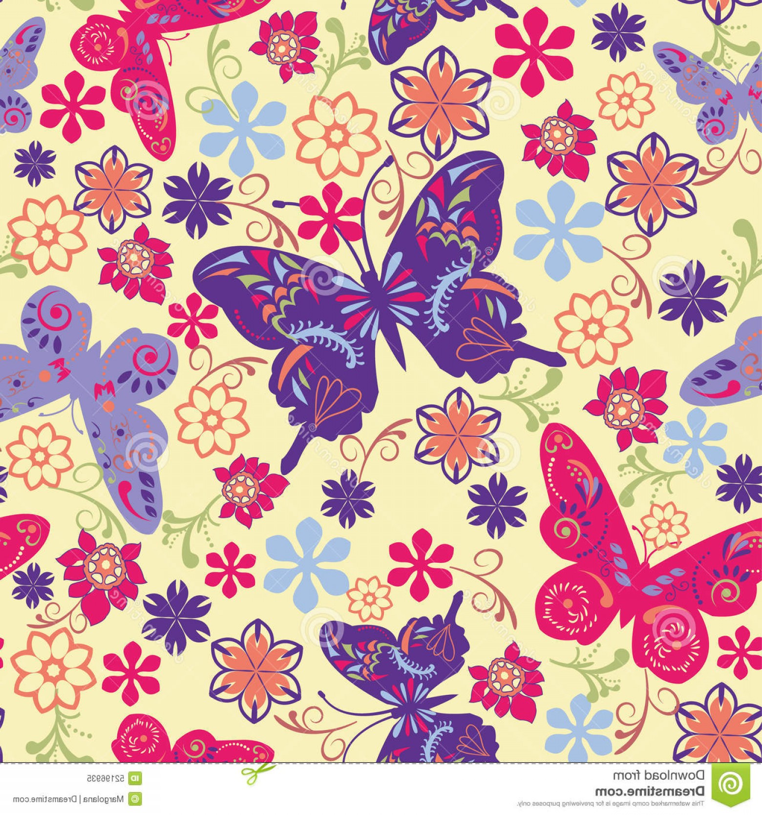 Stock Illustration Butterfly Flower Seamless Pattern Illustration 1560x1668 Stock Illustration Butterfly Flower Seamless Pattern Illustration