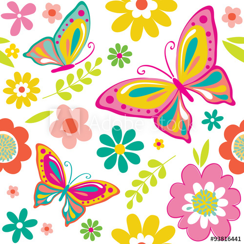Spring Pattern With Cute Butterflies Suitable For Gift Wrap 500x500 Spring Pattern With Cute Butterflies Suitable For Gift Wrap