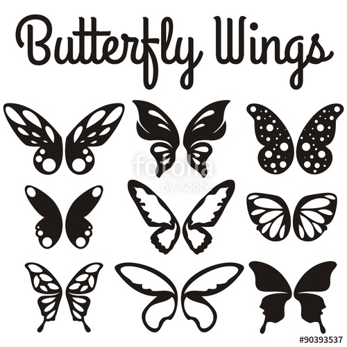 500x500 Butterfly Wings Silhouette Set Of Bright Abstract Silhouette