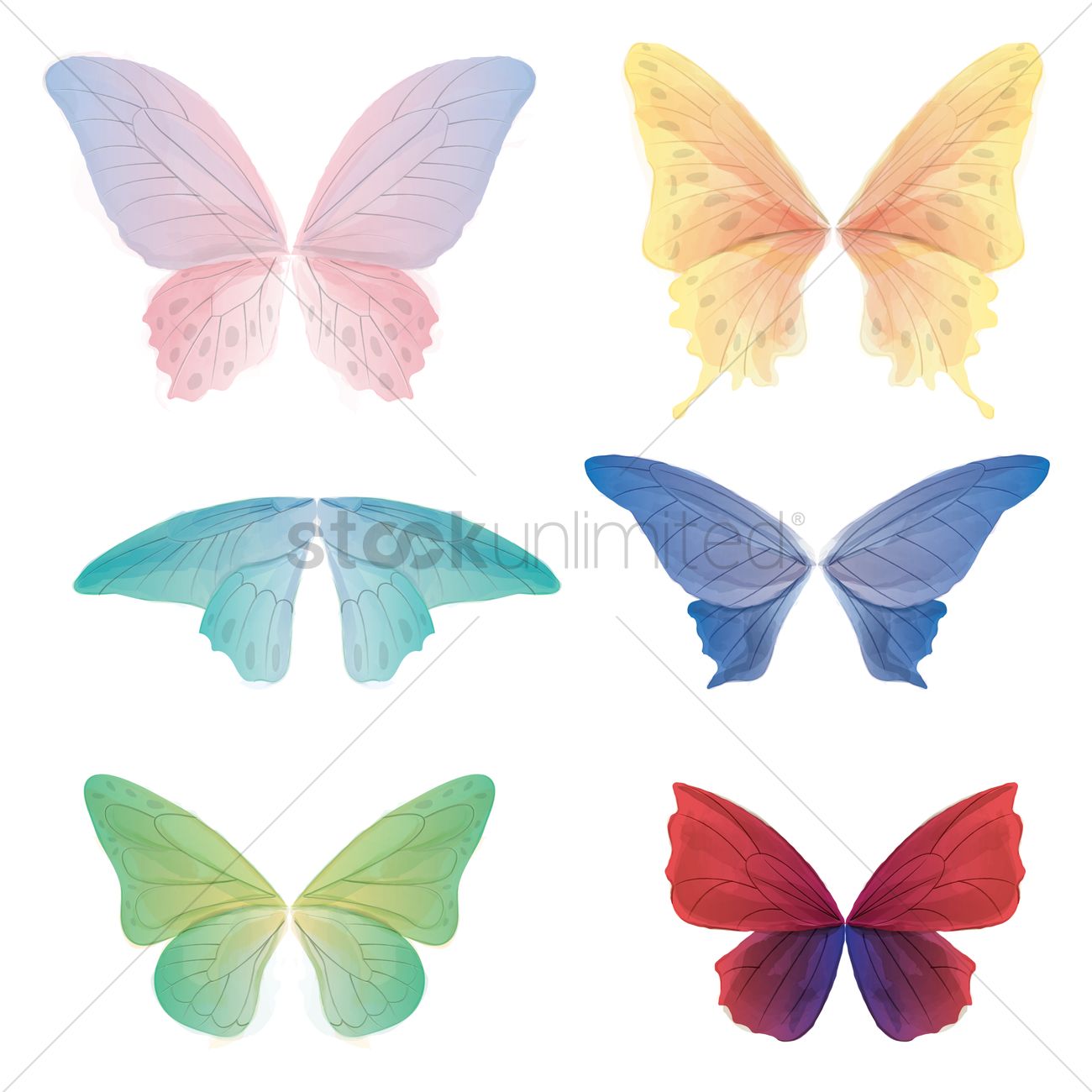 1300x1300 Collection Of Butterfly Wings Vector Image