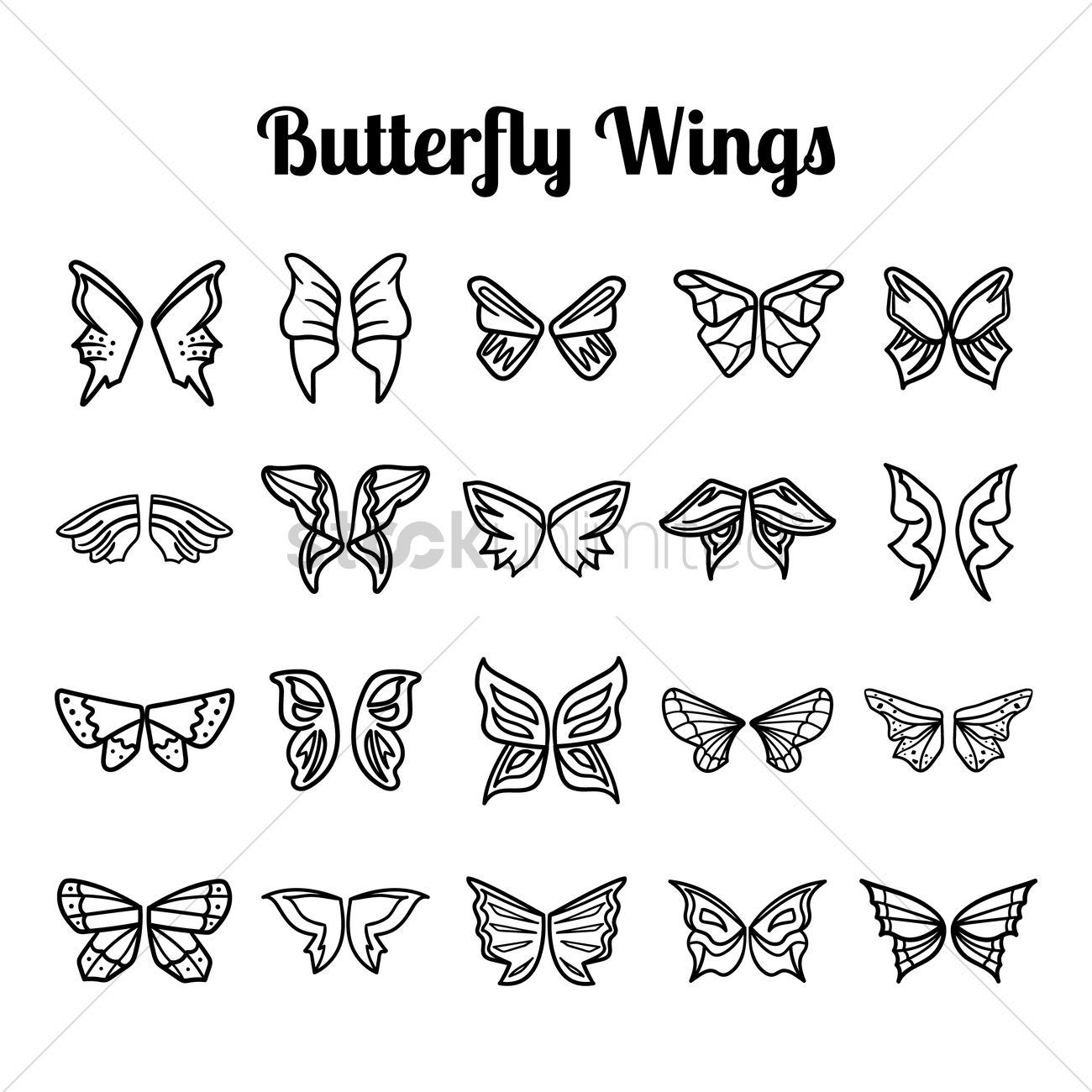 1300x1300 Free Set Of Butterfly Wings Vector Image
