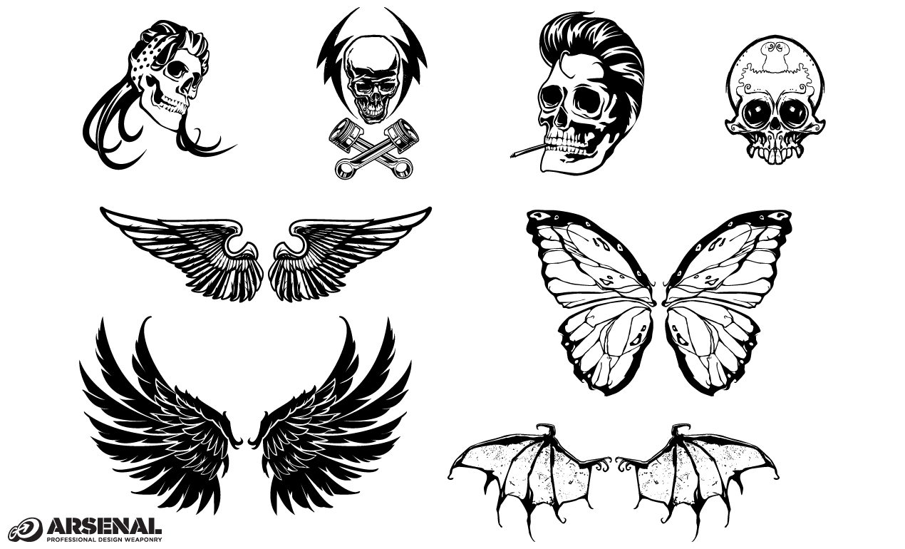1270x770 Skull Wing Vector Pack