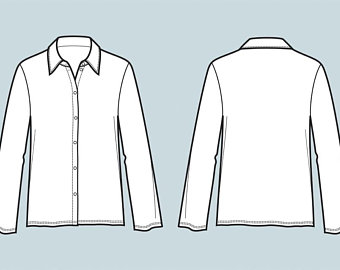 340x270 Button Down Shirt Vector Fashion Flat Sketchadobe Illustrator Etsy
