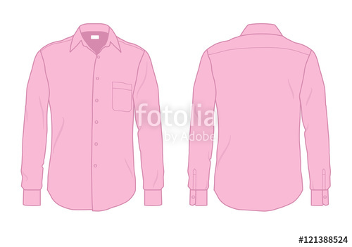 500x351 Men's Button Down Dress Shirt Template, Front And Back View Stock