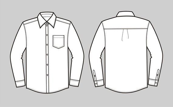 570x352 Button Down Shirt Vector Fashion Flat Sketch,adobe Illustrator