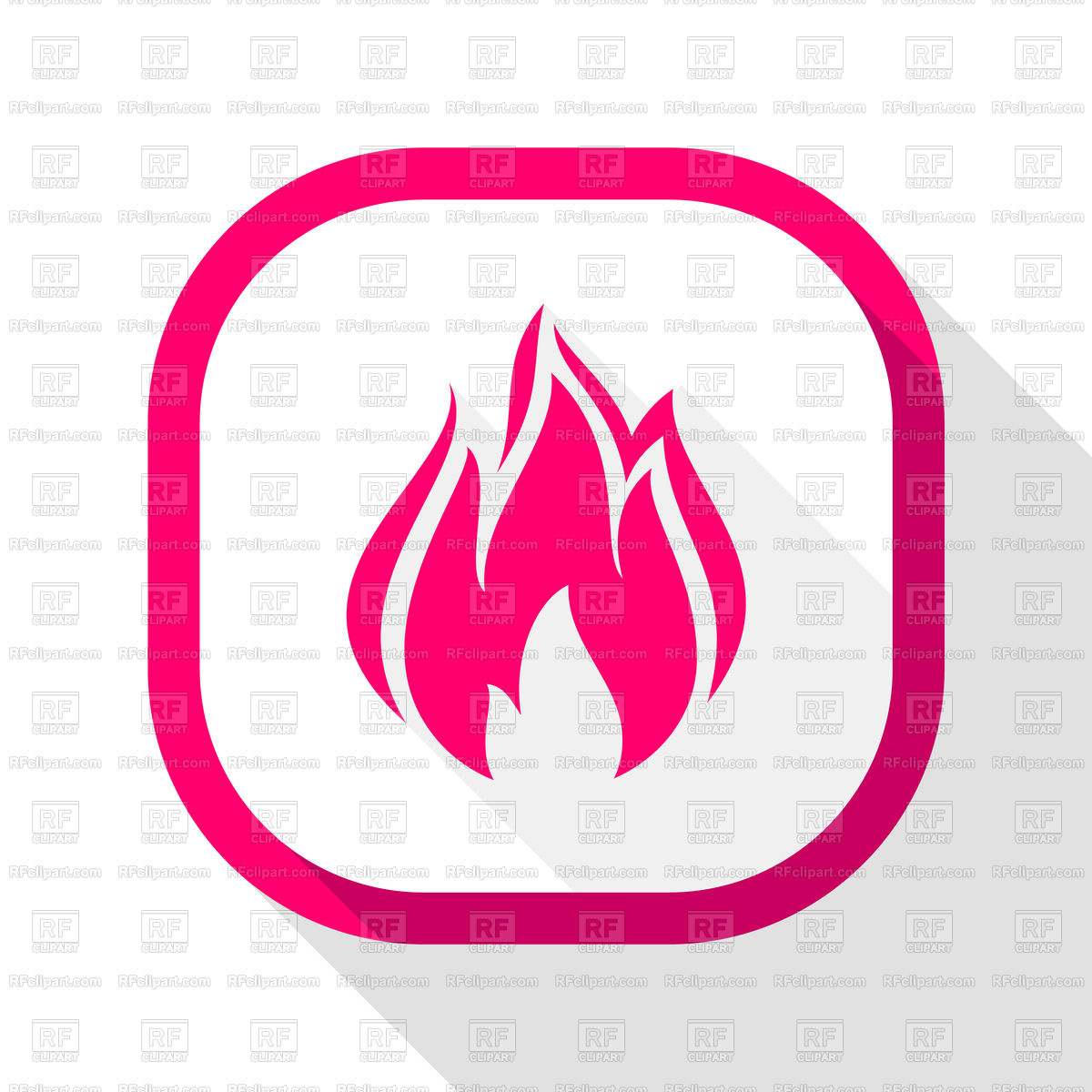 1200x1200 Fire Flame Pink Icon With Shadow On A Rounded Square Button Vector