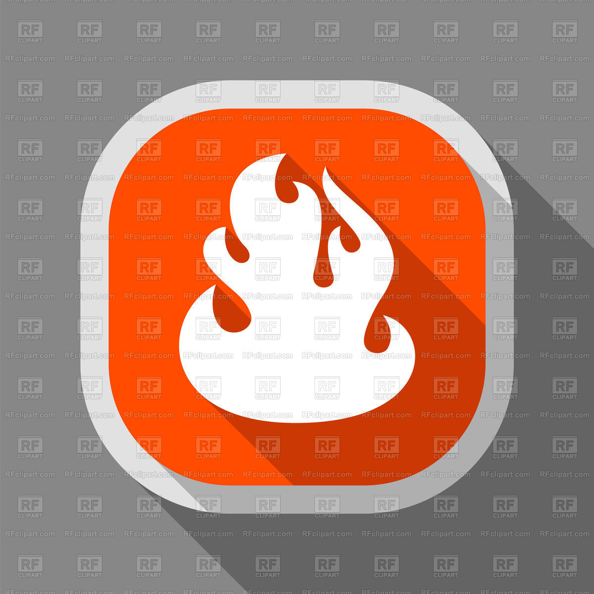 1200x1200 Fire Icon With Shadow On A Rounded Orange Square Button Vector
