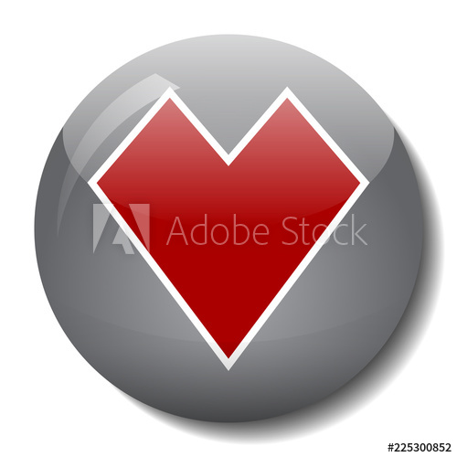 500x500 Heart Glass Button Vector Illustration
