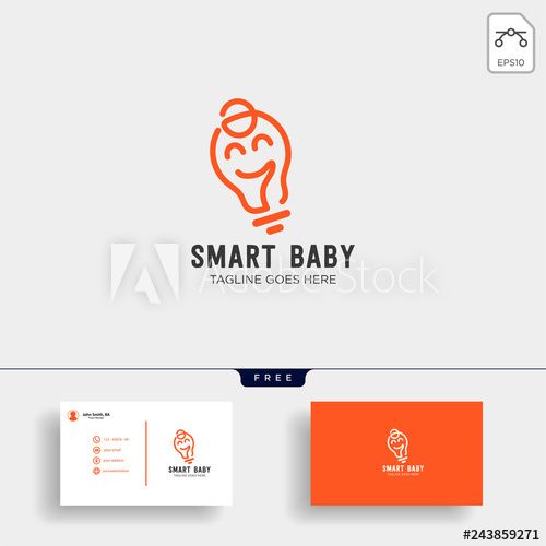 500x500 Smart Baby Or Kids Outline Logo Template With Business Card