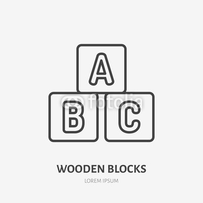 400x400 Toy Blocks Line Icon, Alphabet Cubes Flat Logo Baby Abs Game