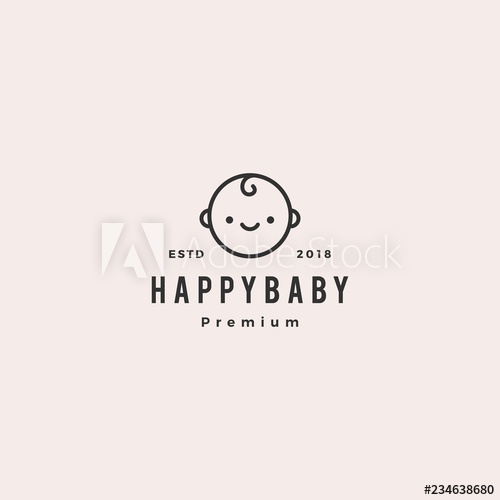 500x500 Happy Baby Toddler Babies Logo Vector Hipster Retro Vintage Label