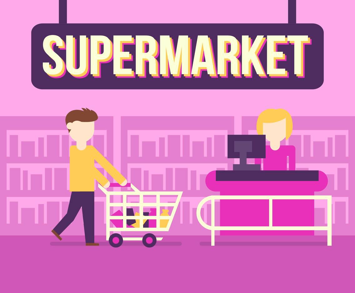 1136x936 Supermarket Shop Buy Vector Illustration Vector Art Graphics
