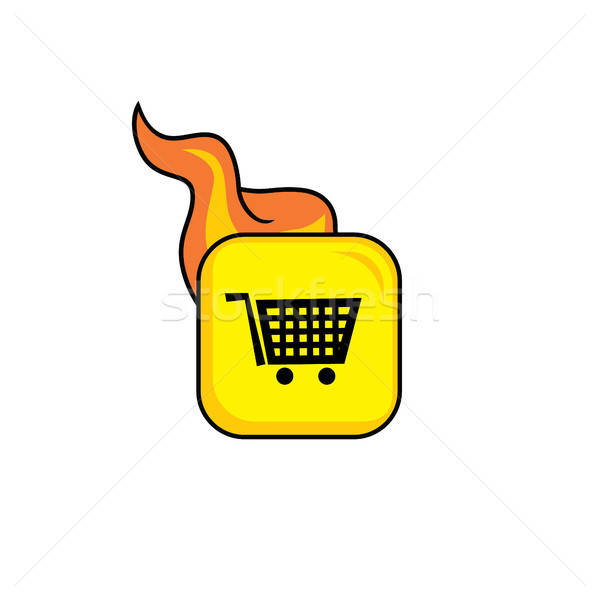 600x600 Shop Buy Market Hot Flame Icon Button Theme Vector Art Vector