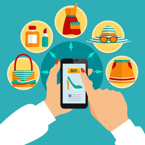 Online Clothing Shop Mobile App Composition 490x490 Online Clothing Shop Mobile App Composition