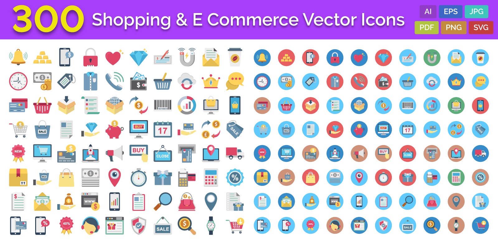1600x800 Shopping And E Commerce Vector Icons Pack Codester