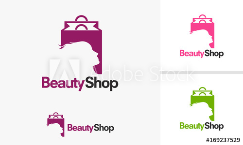 500x300 Beauty Shop Logo Designs, Women Shop Logo Template Vector