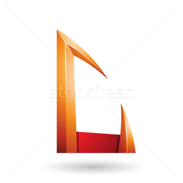 600x600 Orange And Red Arrow Shaped Letter C Vector Illustration Vector